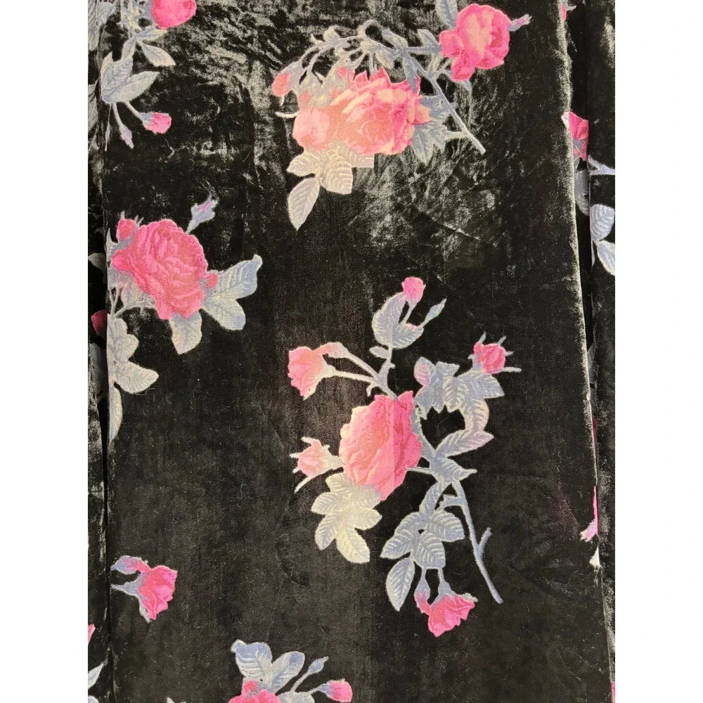 Torrid Floral Velvet Kimono Black Pink Rose Burnout Open Front One Size 2226